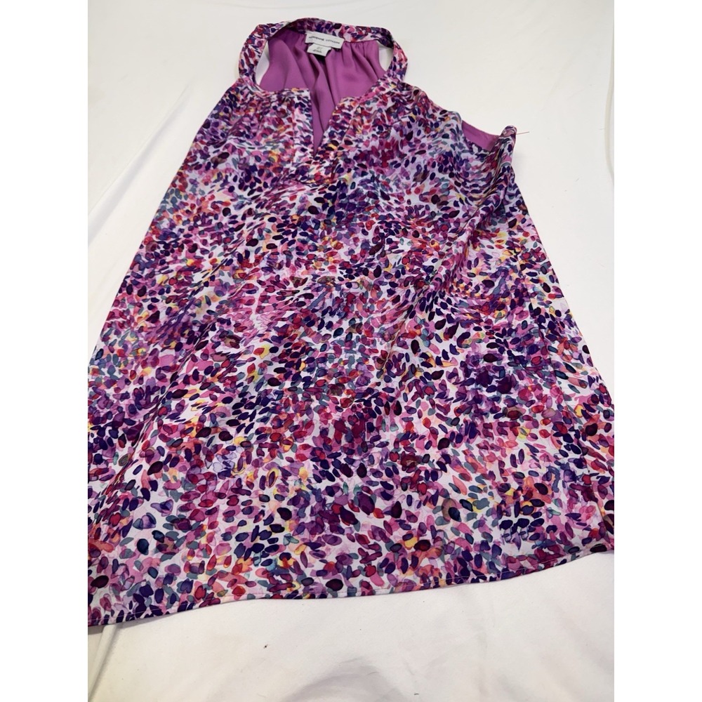 Adrienne Vittadini Women's SmallTank Top Purple Floral Artsy BOHO Lined Fairy